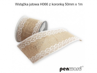 WSTĄŻKA JUTOWA H066 Z KORONKĄ 50mm x 1m