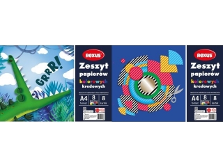 Zeszyt papierw kolorowych kredowanych REXUS A4 8k.