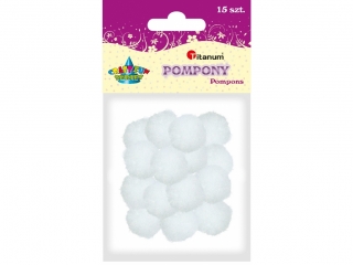 Pompony poliestrowe 18mm 15szt. białe