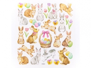 NAKLEJKI Z BROKATEM - WIELKANOCNE ZAJ�CE, 29 SZT.