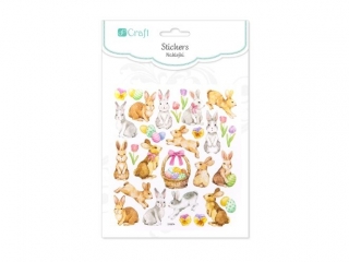 NAKLEJKI Z BROKATEM - WIELKANOCNE ZAJ�CE, 29 SZT.