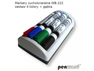 MARKERY SUCHOCIERALNE WB-222 ZESTAW 4 KOLORY+GBKA