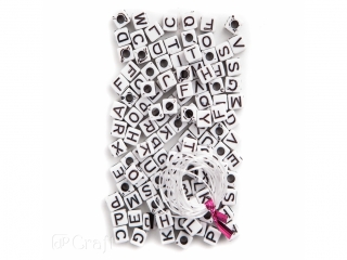 Koraliki DPCRAFT 130szt. - Literki biae