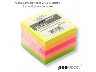 KOSTKA SAMOPRZYLEPNA ZI-56 5 KOLOR�W FLUO 51mmx51mm 400 KARTEK