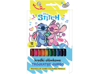 KREDKI OŁÓWKOWE TRÓJKĄTNE JUMBO 12kol. / STITCH