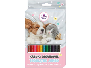 KREDKI OŁÓWKOWE TRÓJKĄTNE JUMBO 12kol. / THE SWEET PETS