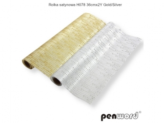 ROLKA SATYNOWA H078 36cmx2Y GOLD/SILVER