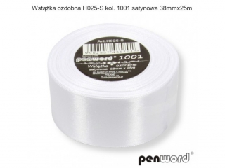 WSTĄŻKA OZDOBNA H025-S KOL. 1001 SATYNOWA 38mmx25m