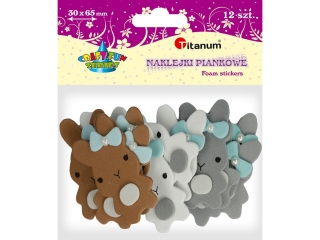 Naklejki piankowe 3D Kr�liki 4xbr�zowe, 4xbia�e, 4xszare 30x56mm 12szt. TITWLK
