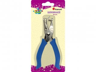 Dziurkacz 1-otworowy metalowy dziurka O6mm, pojemnik na �cinki, gumowana r�czka niebieska