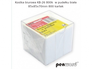 KOSTKA BIUROWA KB-26 800k W PUDE�KU BIA�A 85x85x70mm 800 KARTEK
