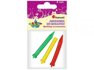 Ig�a do quillingu kpl. 3 szt. zielona, ��ta, czerwona - zielona ig�a: d�ugo�� ca�kowita - 42 mm, d�ugo�� ko�c�wki - 3 mm - ��ta ig�a: d�ugo�� ca�kow