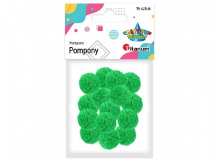 Pompony poliestrowe 18mm 15szt. zielone intensywne