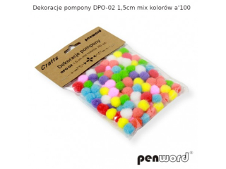 DEKORACJE POMPONY DPO-02 1,5cm MIX KOLORÓW a100