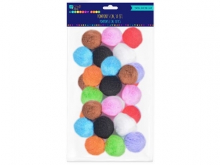 POMPONY POLIESTROWE 5 CM MIX, 30 SZT.