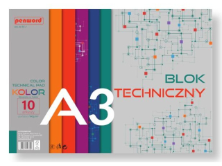 BLOK TECHNICZNY A3 KOLOR BT-7 180g 10 ARKUSZY PREMIUM BARWIONY W MASIE