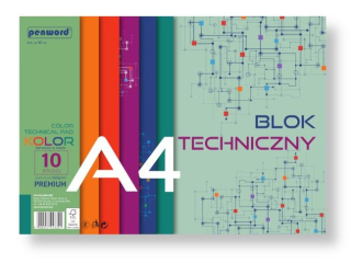 BLOK TECHNICZNY A4 KOLOR BT-4 250g 10 ARKUSZY PREMIUM BARWIONY W MASIE