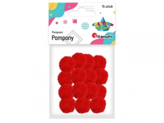 Pompony poliestrowe 18mm 15szt. czerwone