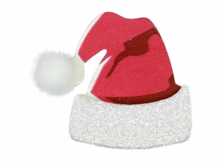 Naklejki papierowe 3D czapka Miko�aja 27x25mm (karton, pianka, pompon) 12szt.