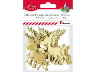 Drewniane renifery 65x53mm na piance 3D 10szt.