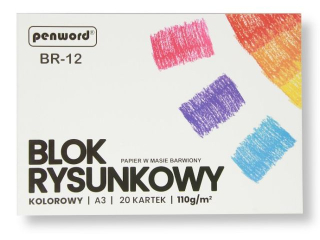 BLOK RYSUNKOWY A3 KOLOROWY BR-12 110g 20KARTEK [opakowanie=5szt] (SZPSH)