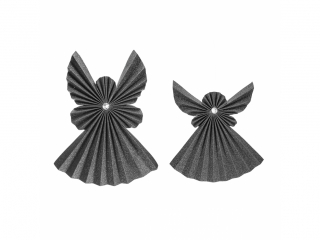 DEKORACJA Z PAPIERU, ANIO�Y Z  KRYSZTA�KIEM, ANTRACYT, 2 SZT BN-DLP