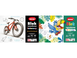BLOK RYSUNKOWY KOLOROWY A3/20k. / REXUS TROPICOOL [opakowanie=5szt]