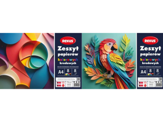 ZESZYT PAPIER�W KOLOROWYCH KREDOWANYCH A4/8k. / REXUS TROPICOOL [opakowanie=10szt]