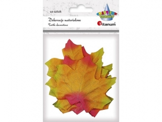 Li�cie klonu materia�owe 80x75mm 10szt. czerwono-��te