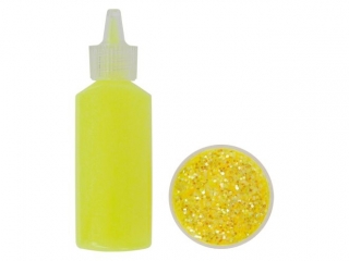 Zestaw klej z brokatem 22g + brokat 1mm 2, 5g w s�oiczku neonowy ��ty