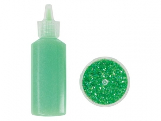 Zestaw klej z brokatem 22g + brokat 1mm 2, 5g w s�oiczku neonowy zielony