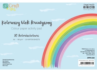 KOLOROWY BLOK KREATYWNY 180G - 10 KOLOR�W, A4, 20 ARK. [opakowanie=3szt] NZWR-DLP
