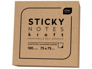 Karteczki samoprzylepne INTERDRUK Kraft 75x75 100k.