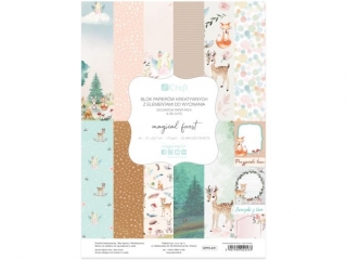 BLOK PAPIERÓW KREATYWNYCH Z ELEMENTAMI DO WYCINANIA - MAGICAL FOREST, 20 ARKUSZY