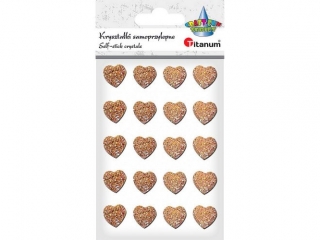 Krysztaki samoprzylepne plastikowe serca 14x14mm brokatowe 35szt. wypuke pomaraczowo-zote