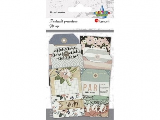 Zawieszki prezentowe 12szt. z nadrukiem 6x koperta szer.65mm + 6x karnecik szer.60mm