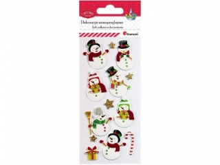 Dekoracje samoprzylepne 3D ba�wanki, gwiazdki, prezent, laska cukrowa 12szt.