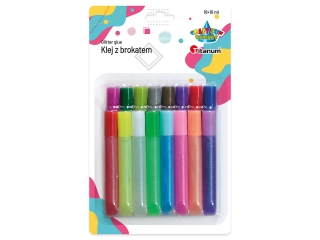 Klej z brokatem TITANUM 16 kolorów x 10ml