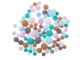 POMPONY PLUSZOWE, MIX FROSTY PASTELS, 90 SZT.