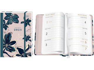 Kalendarz ksikowy B6 192 Mat+UV Flower 2024