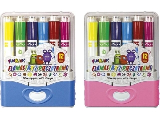 Flamastry z pieczątkami 12 kolorów / wzorów