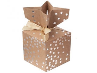 PUDE�KA SK�ADANE CANDY BOX, 10X10 CM SREBRNE GWIAZDKI, 2 SZT. [opakowanie=6szt] NZWR-DLP