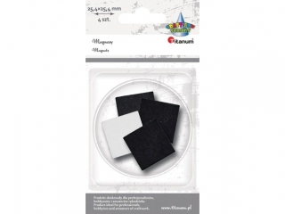 Magnesy samoprzylepne kwadratowe czarne 25, 4x25, 4mm grubo 5mm na piance 3D o gruboci 2mm 4szt.
