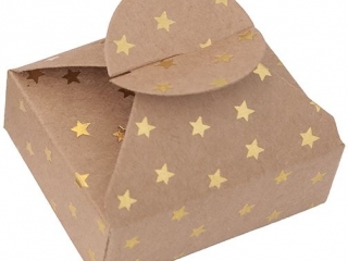 PUDE�KA SK�ADANE CANDY BOX, 6X7, 5X2, 5 CM, Z�OTE GWIAZDKI, 4 SZT. [opakowanie=6szt] NZWR-DLP