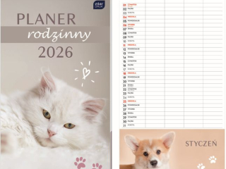 Kalendarz planszowy rodzinny 25x43 Zwierzaki 2026