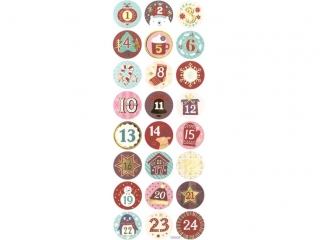 NAKLEJKI - KALENDARZ ADWENTOWY, 24 SZT. [opakowanie=5szt] BN-DLP