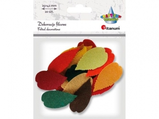 Dekoracje filcowe li�cie 30x55mm kolory: be�owy, czerwony, ��ty, bordowy, pomara�czowy, ciemnozielony, ciemnoczerowny, jasnozielony, jasnobr�zowy, bl