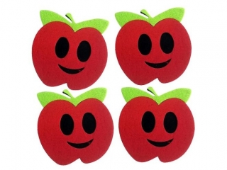 Filcowe jab�ka 3D 80x65mm u�miechni�te czerwono-zielone 4szt.