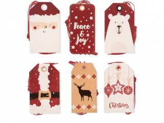 ZAWIESZKI DO PREZENTW ZE SZNURKIEM, SANTA, 24 SZT.