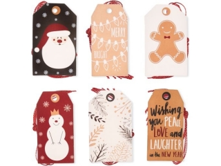 ZAWIESZKI DO PREZENT�W ZE SZNURKIEM, MERRYxBRIGHT, 24 SZT. [opakowanie=6szt] BN-DLP